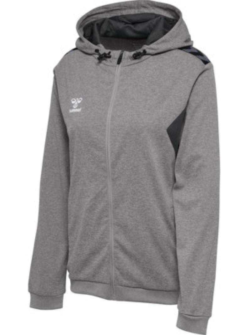 Hummel Hmlauthentic 24 PL Damen Hoodie mit Reißverschluss grau