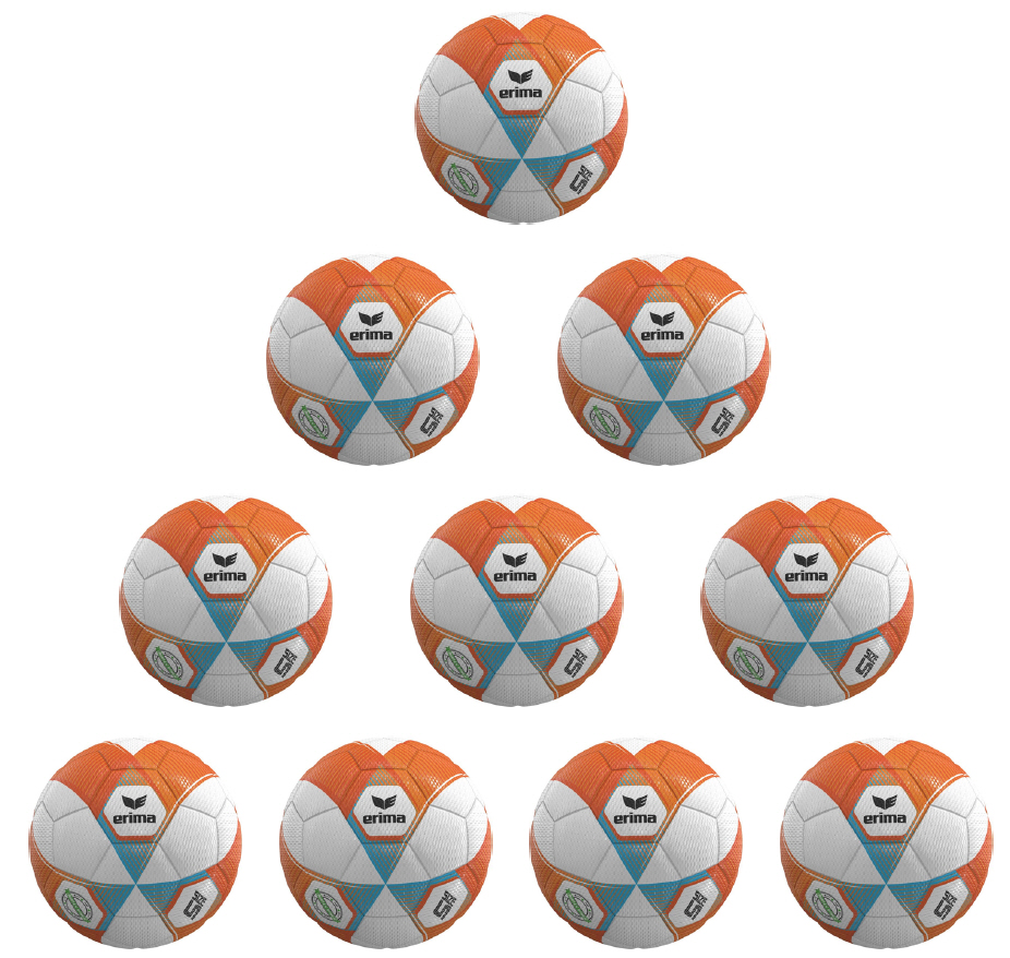 Erima Ballpaket 10x Trainingsball Jugend Hybrid Lite 350 neon orange/curacao | Größe 5