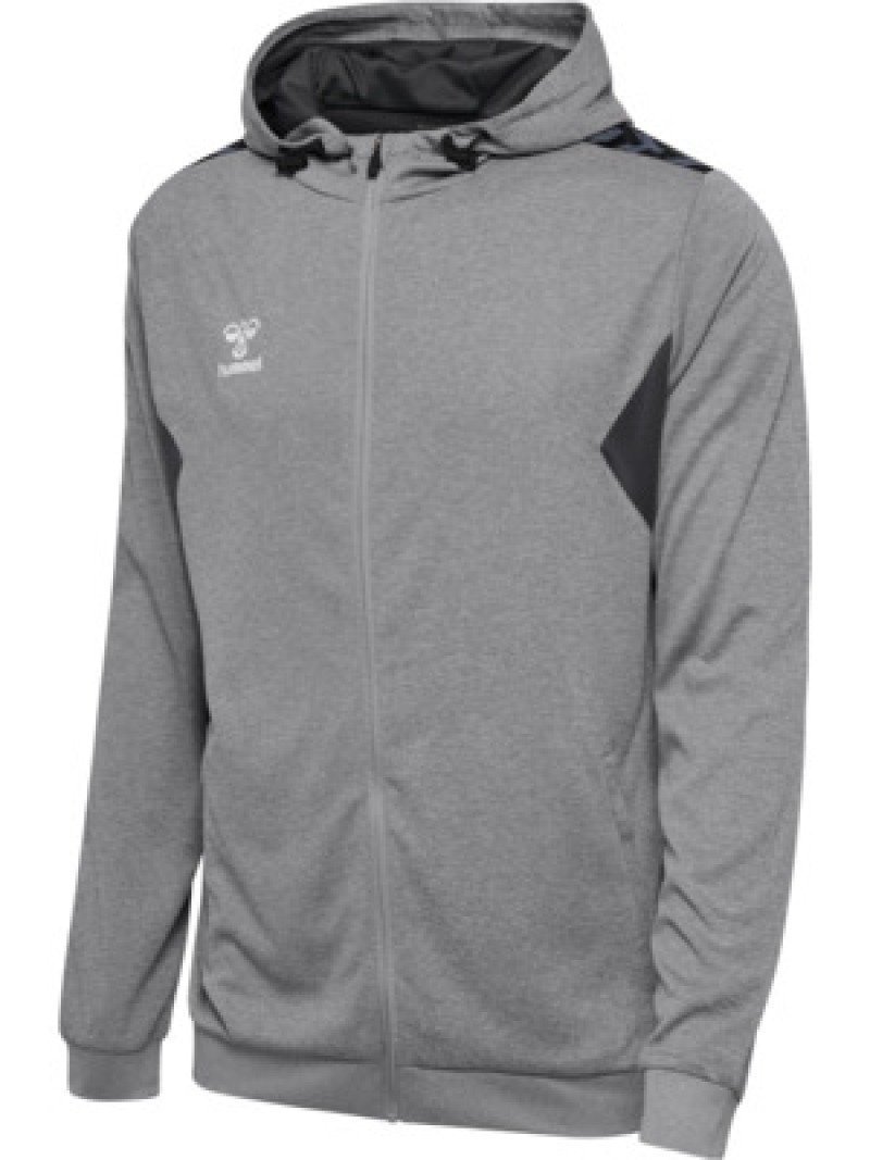 Hummel Hmlauthentic 24 PL Herren Hoodie mit Reißverschluss grau
