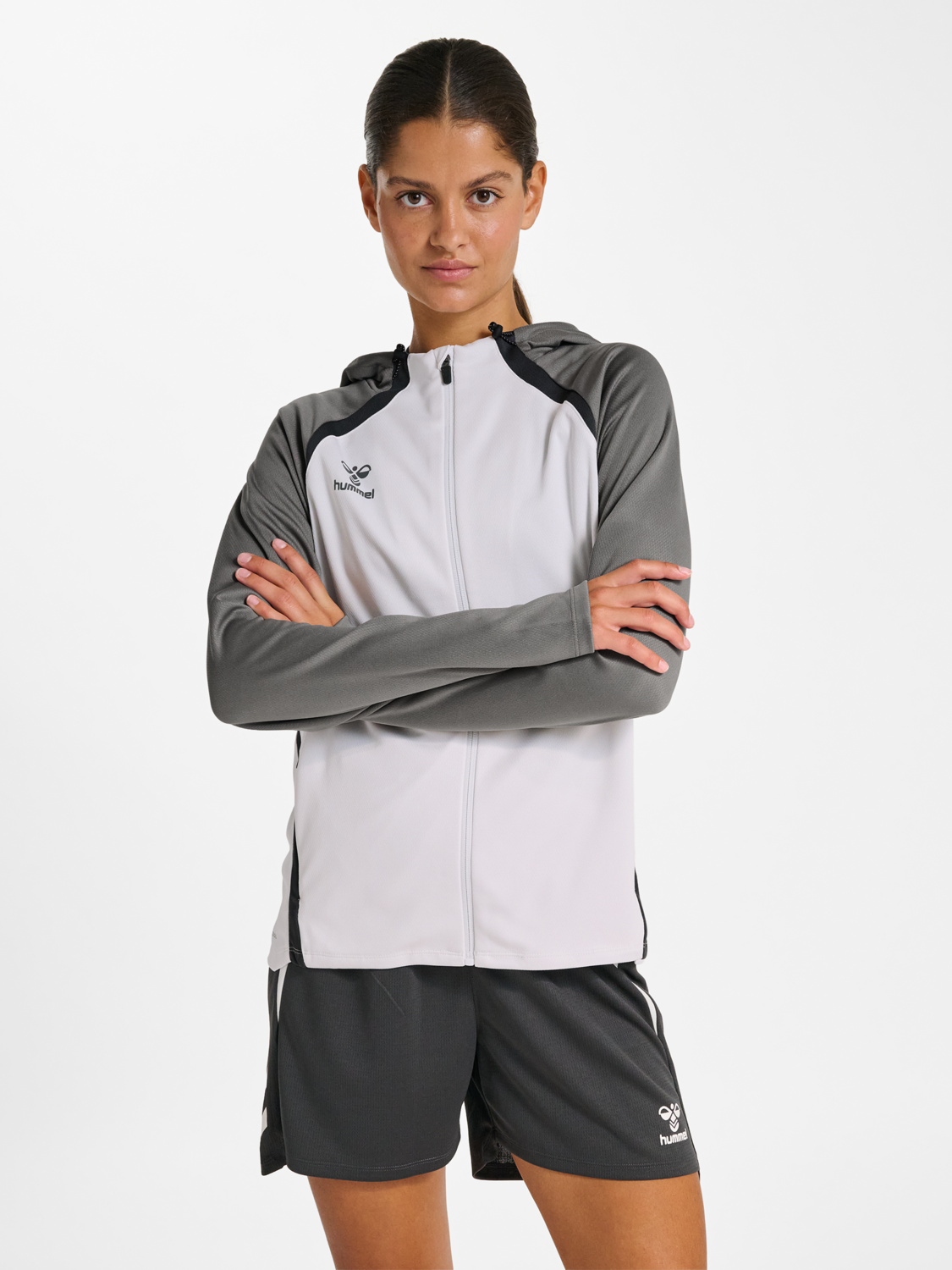 Hummel hmlLEAD 2.0 ZIP HOODIE WOMAN white/steel gray