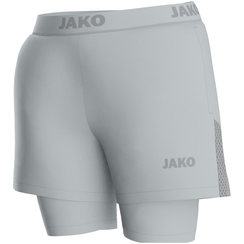 Jako Damen 2-in-1 Short Power hellgrau