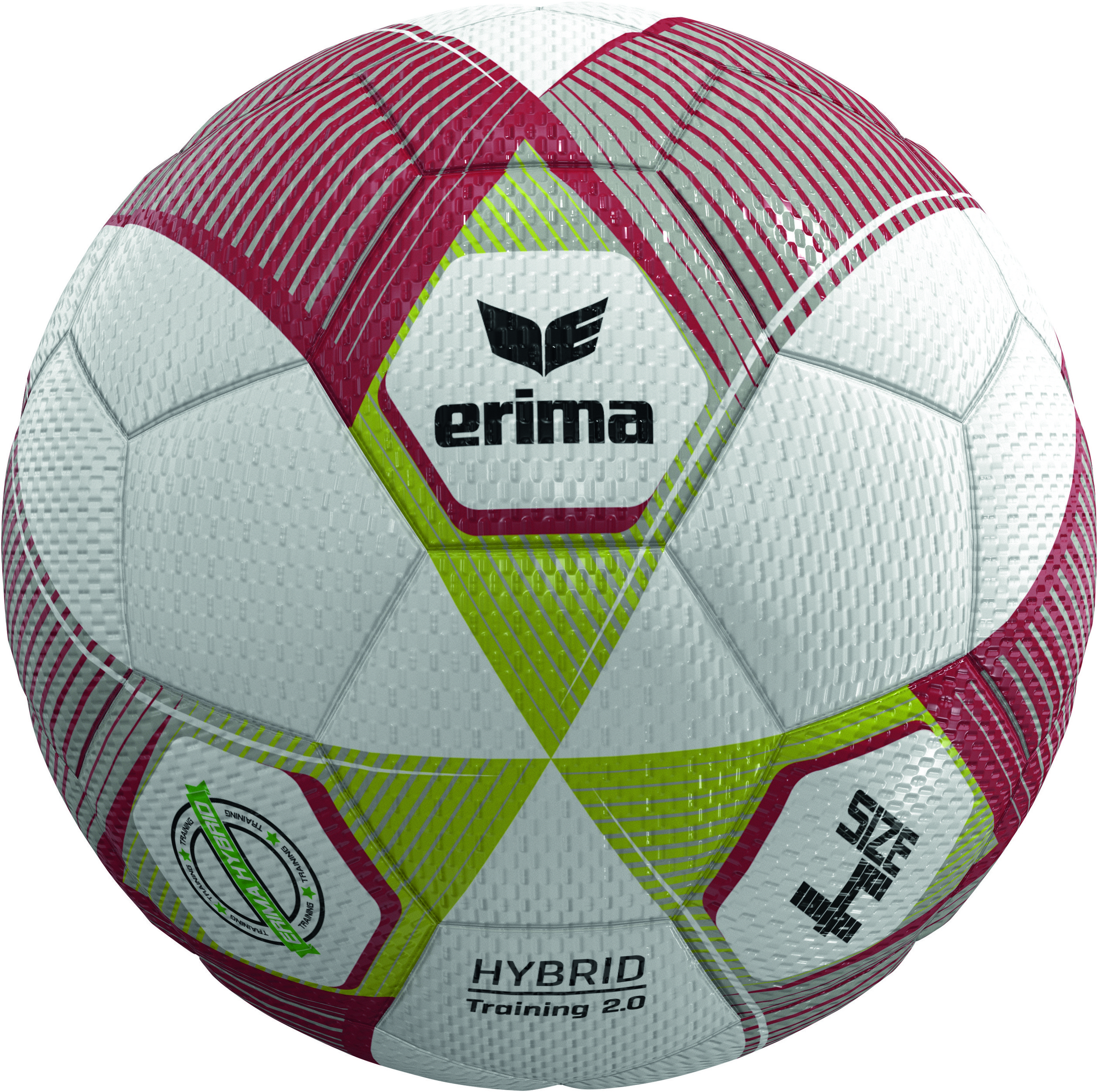 Erima Trainingsball Hybrid 2.0 metallic red/silver/lime | Größe 4