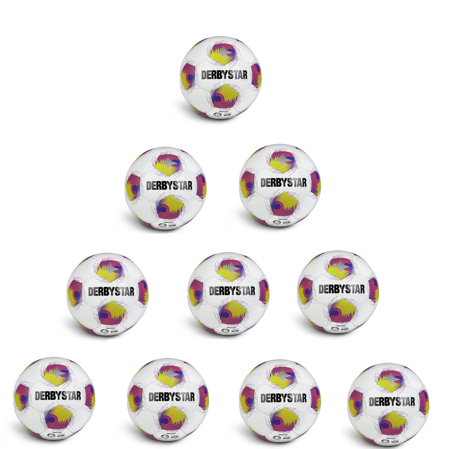 Derbystar Ballpaket 10 x Atmos APS v25 weiss rot gruen inkl. Ballsack | Größe 5