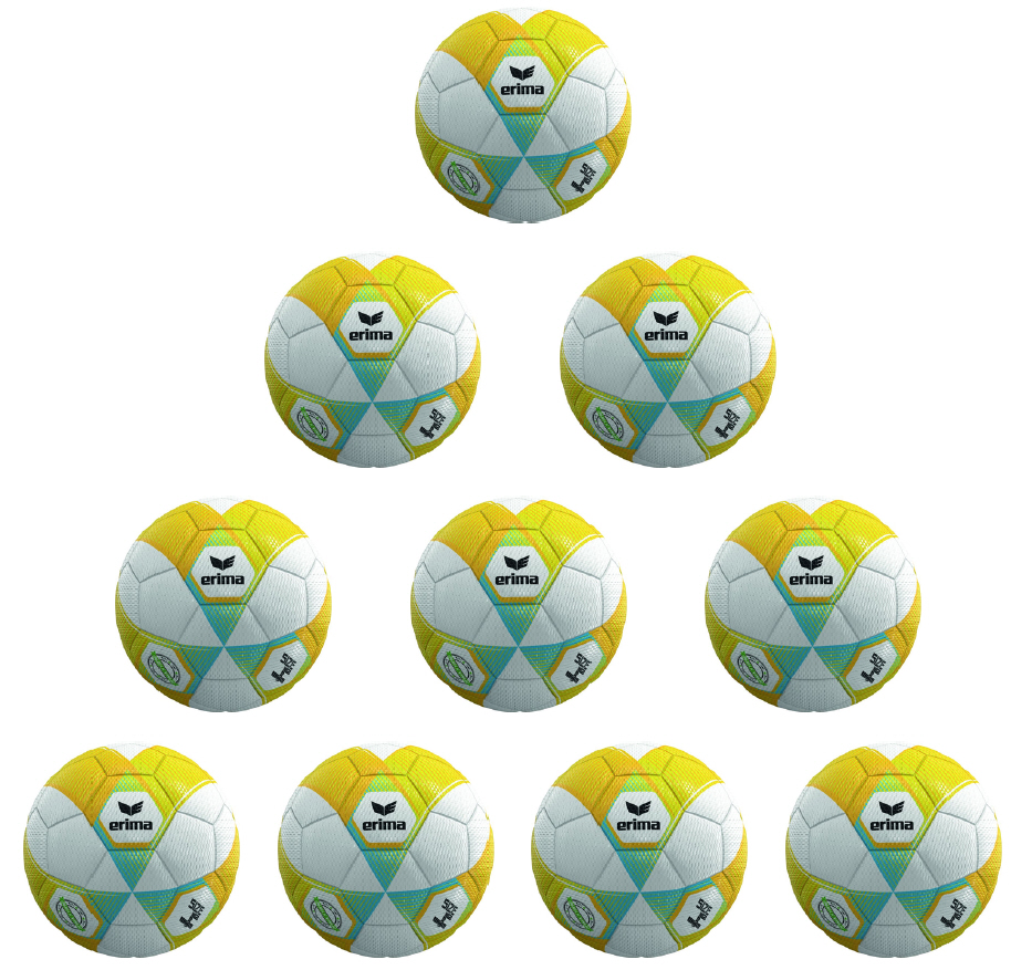 Erima Ballpaket 10x Trainingsball Jugend Hybrid Lite 350 gelb/curacao | Größe 4