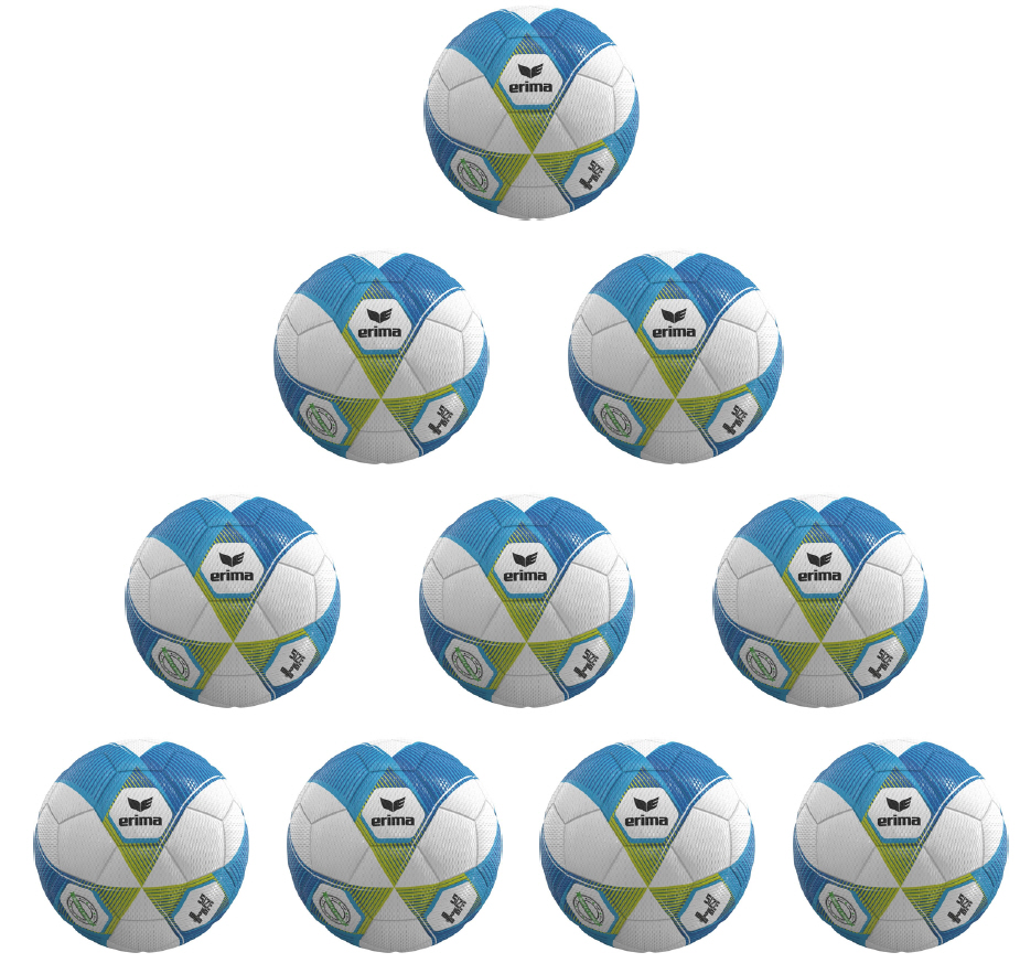 Erima Ballpaket 10x Trainingsball Jugend Hybrid Lite 290 curacao/lime | Größe 4